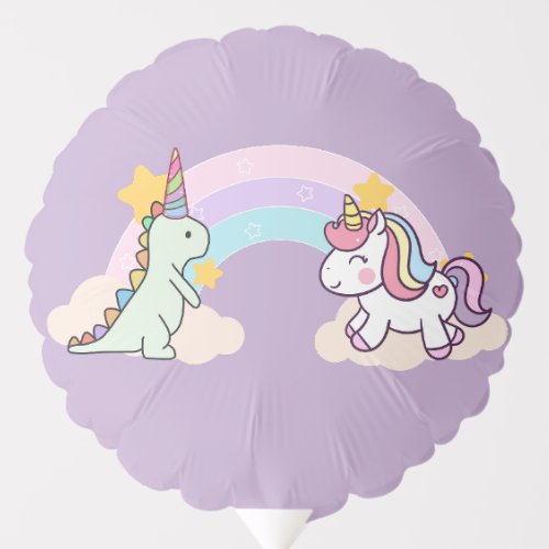 Cute Dinosaur Unicorn rainbow birthday party Balloon