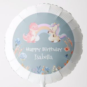 Cute Dinosaur Unicorn rainbow Flower birthday girl Balloon