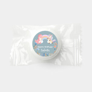 Cute Dinosaur Unicorn rainbow Flower birthday kids Life Saver® Mints