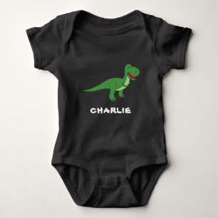 Cute Dinosaur Unique Boy Personalized Custom Name Baby Bodysuit