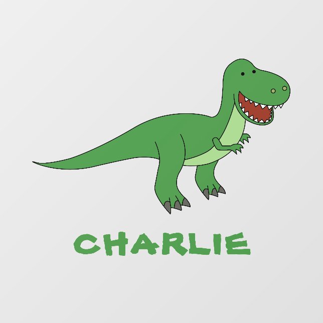 Cute Dinosaur Unique Boy Personalized Custom Name Wall Decal (Front)