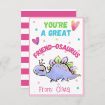 Cute Dinosaur Valentine Card for Kid Friend-Osaurs