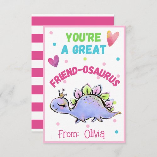 Cute Dinosaur Valentine Card for Kid Friend_Osaurs