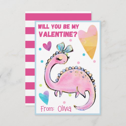 Cute Dinosaur Valentine Card for Kids Be Mine