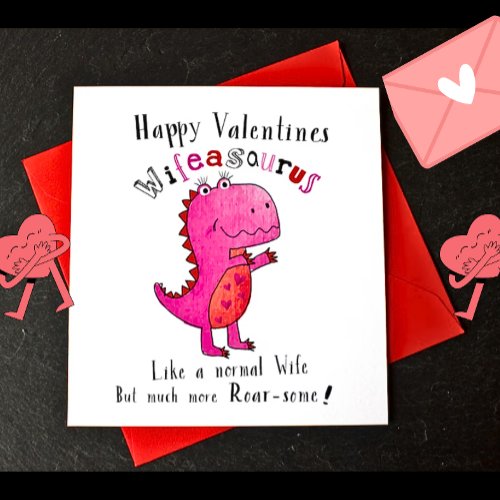 cute Dinosaur Valentine Holiday wife Card