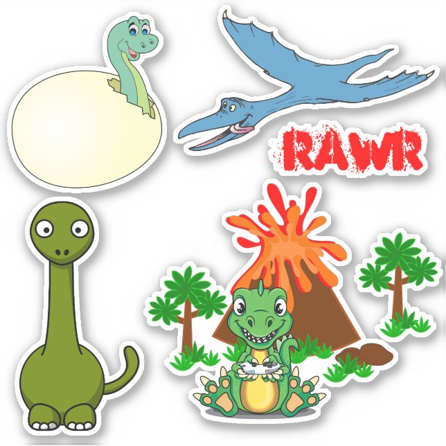 Cute dinosaur volcano island bird egg sticker (Front)