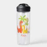 Cute Dinosaur Water Bottle with Personalized Name<br><div class="desc">Stay hydrated in dino style! This cute dinosaur water bottle features two playful dinosaurs with palm trees and space to add your custom name. Perfect for school, travel, sports, or daily use, it makes a fun and practical gift for any dinosaur fan. Durable, lightweight, and easy to personalize, this bottle...</div>