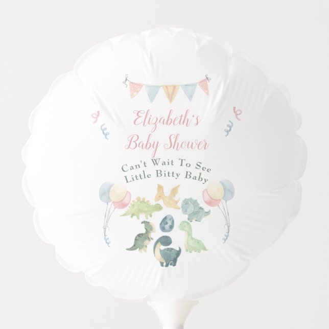 Cute Dinosaur Watercolor Baby Shower Balloon (Front)