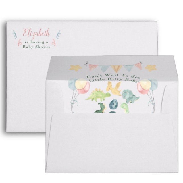 Cute Dinosaur Watercolor Baby Shower Envelope (Creator Uploaded)