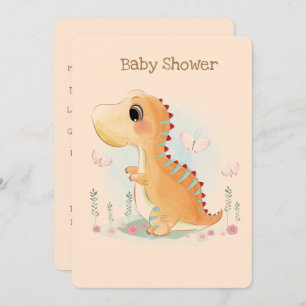 Cute Dinosaur Watercolor Baby Shower Invitation