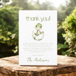 Cute Dinosaur Watercolor Baby Shower Thank You Card<br><div class="desc">Express your gratitude with our Cute Dinosaur Watercolor Baby Shower Thank You Card. Featuring a charming watercolor dinosaur design, this card adds a playful and heartfelt touch to your message. Perfect for thanking your guests for their love, support, and thoughtful gifts, it combines adorable style with ample space for a...</div>
