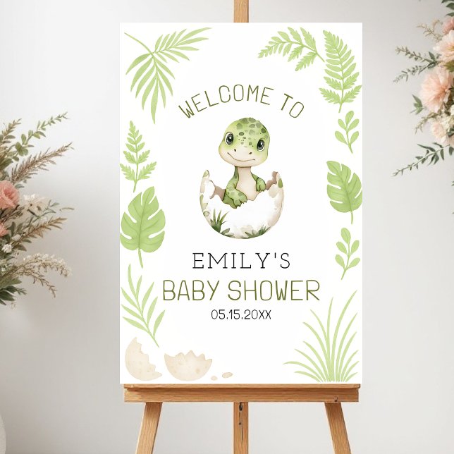 Cute Dinosaur Watercolor Baby Shower Welcome Sign (Creator Uploaded)