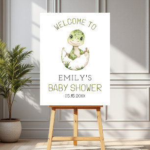 Cute Dinosaur Watercolor Baby Shower Welcome Sign