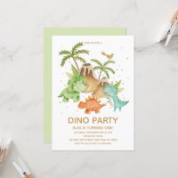 Dinosaur offers Watercolor Birthday party Invitations / Watercolor