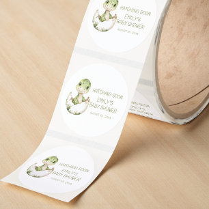 Cute Dinosaur Watercolor Hatching Soon Baby Shower Classic Round Sticker