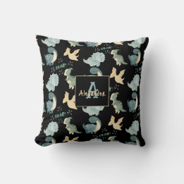 Cute Dinosaur Watercolor Pattern Throw Pillow