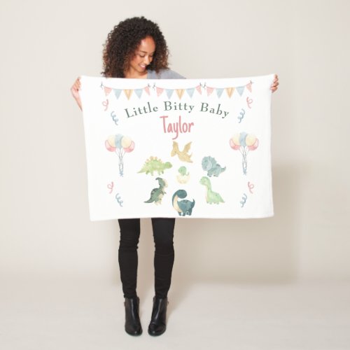 Cute Dinosaur Watercolor Personalized Baby Fleece Blanket