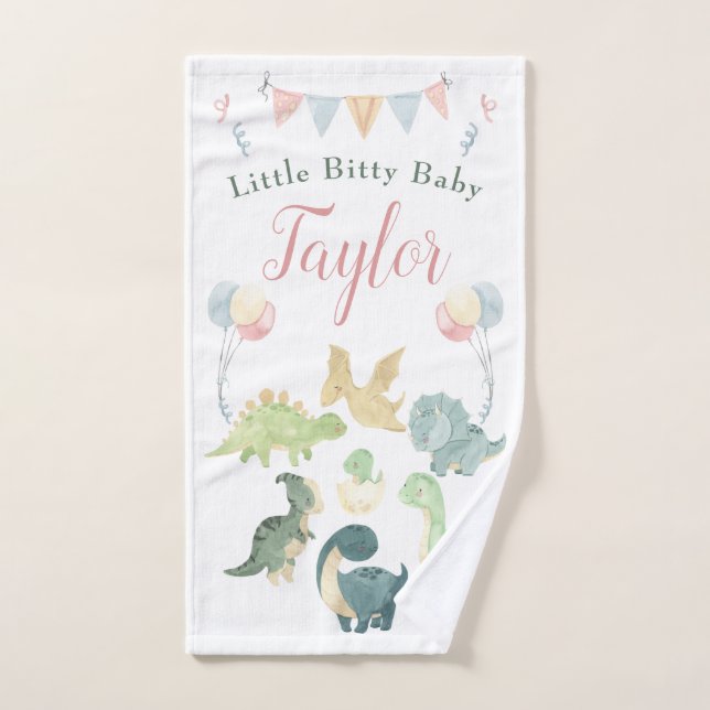 Cute Dinosaur Watercolor Personalized Baby Hand Towel (Hand Towel)