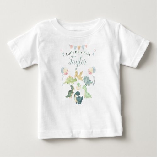 Cute Dinosaur Watercolor Personalized Baby T_Shirt