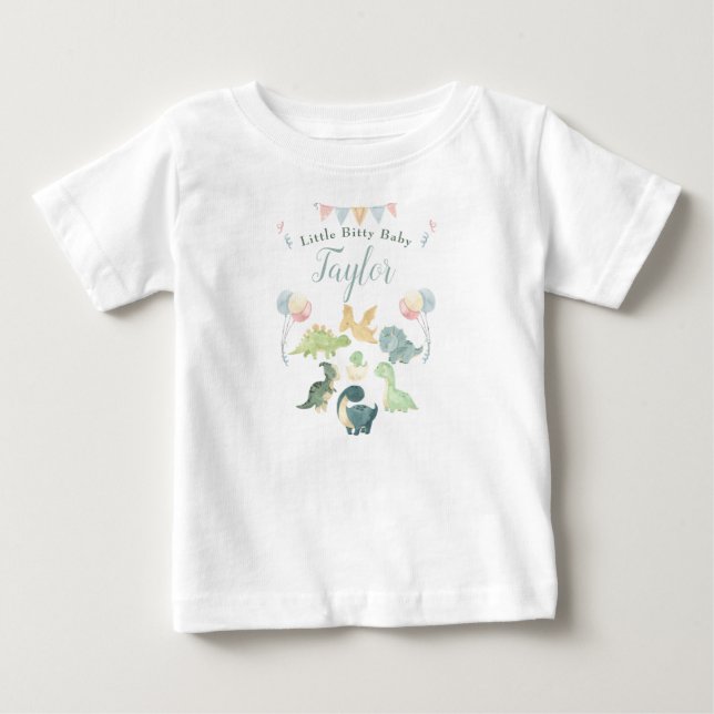 Cute Dinosaur Watercolor Personalized Baby T-Shirt (Front)
