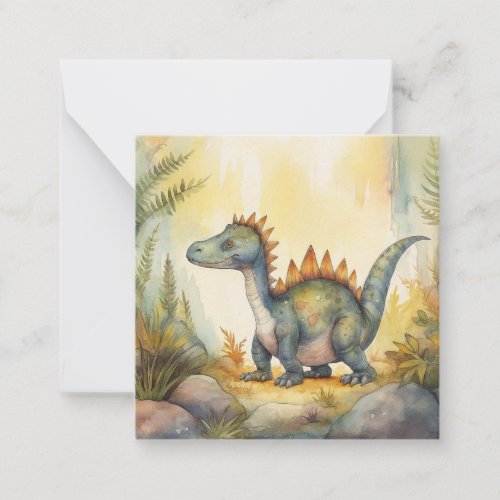 Cute Dinosaur Watercolor Storybook Note Card