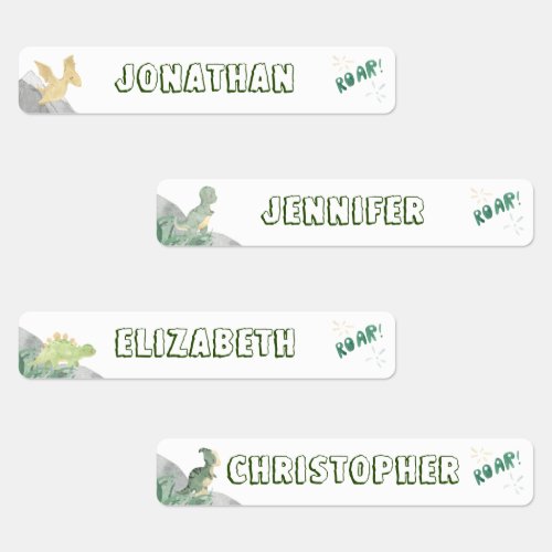 Cute Dinosaur Waterproof Name Set 1 Labels