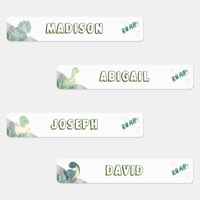 Cute Dinosaur Waterproof Name Set 2 Labels (Group)