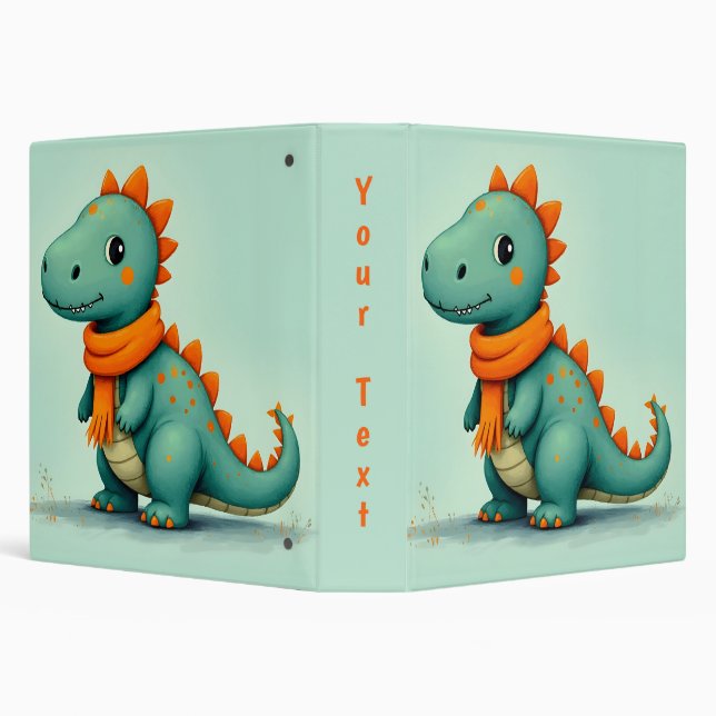 Cute Dinosaur Wearing an Orange Scarf 3 Ring Binder (Background)