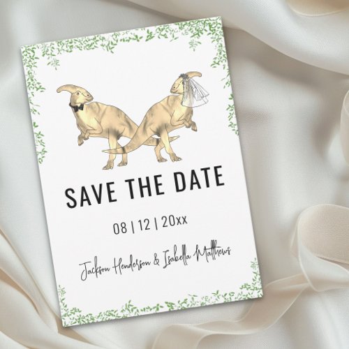 Cute Dinosaur Wedding Green Save The Date