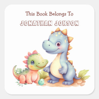 Cute Dinosaur Whimsical Kids Bookplate