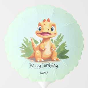 Cute dinosaur wild Birthday party gradient Name Balloon