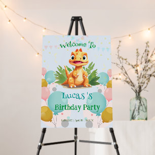 Cute dinosaur wild jungle Birthday party DIY Name Foam Board