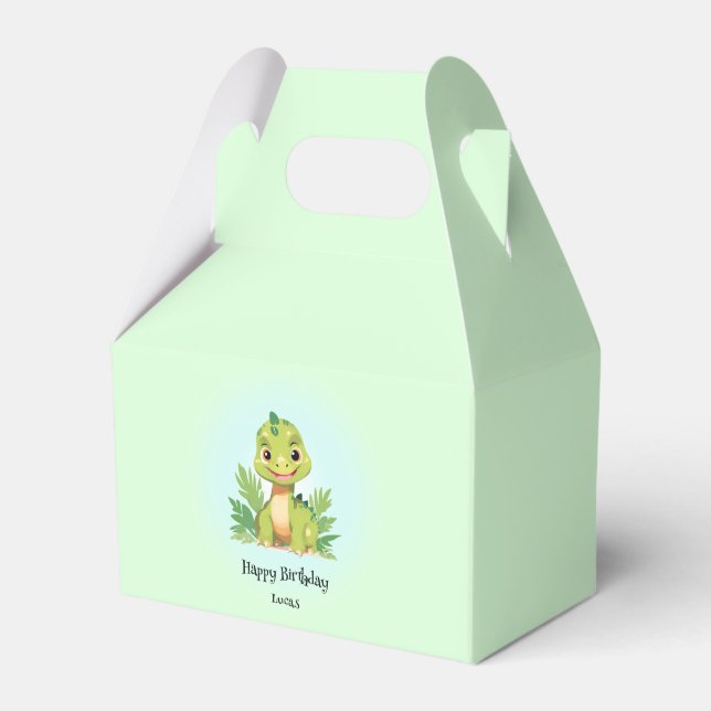 Cute dinosaur wild jungle zoo Birthday party boys Favor Boxes (Front Side)