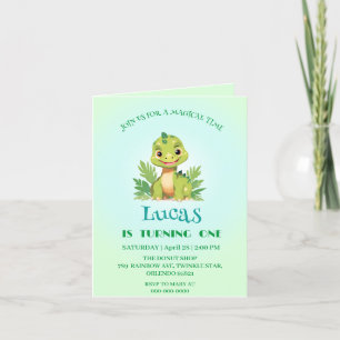 Cute dinosaur wild jungle zoo Birthday party boys Holiday Card