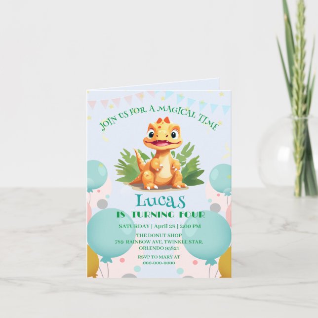 Cute dinosaur wild jungle zoo Birthday party boys Invitation (Front)