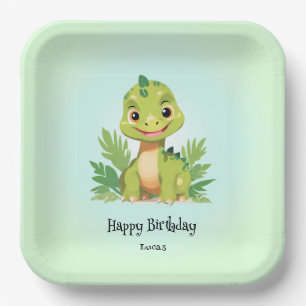 Cute dinosaur wild jungle zoo Birthday party boys Paper Plates