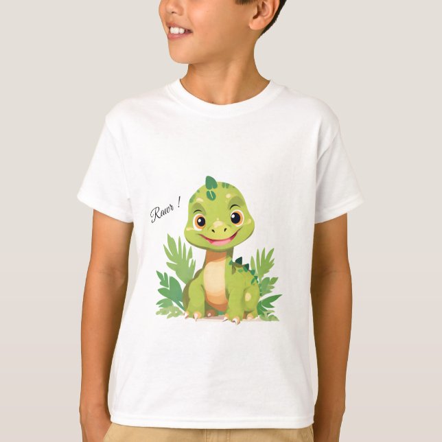 Cute dinosaur wild jungle zoo Birthday party boys T-Shirt (Front)