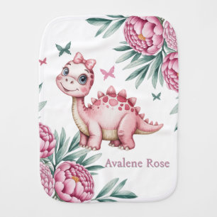 Cute Dinosaur with Butterflies Baby Shower Gift Baby Burp Cloth