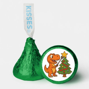 Cute dinosaur with Christmas tree Hershey®'s Kisses®
