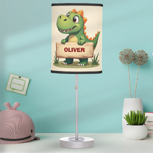 Cute Dinosaur with Name Sign Personalized Table Lamp