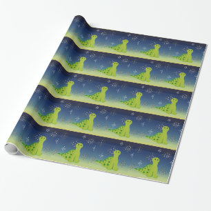 Cute Dinosaur with Snowflakes Wrapping Paper