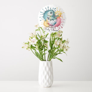 Cute Dinosaur with Watercolor Splash Baby Shower Balloon