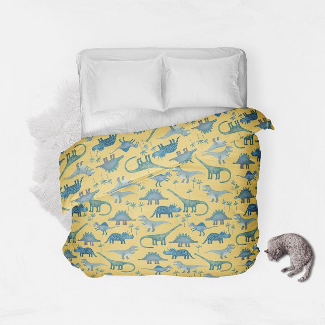 Cute Dinosaur Yellow Duvet Cover (Creator Uploaded)