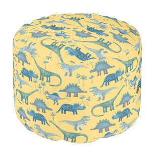 Cute Dinosaur Yellow Pouf