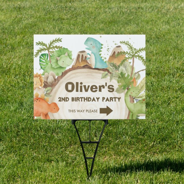 Cute Dinosaurs 1st 2nd 3rd 4th Birthday Boy Yard  Sign (Insitu)