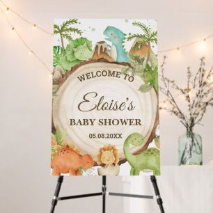 Cute Dinosaurs 1st Birthday Baby Shower Welcome Foam Board