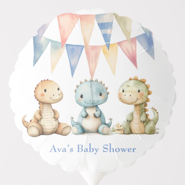 Cute Dinosaurs and Friends Boy Baby Shower Balloon (Front)