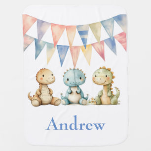 Cute Dinosaurs and Friends Boy Baby Shower Gift Blanket