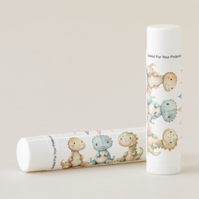 Cute Dinosaurs and Friends Boy Baby Shower Lip Balm (Front)
