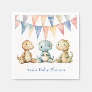 Cute Dinosaurs and Friends Boy Baby Shower Napkins